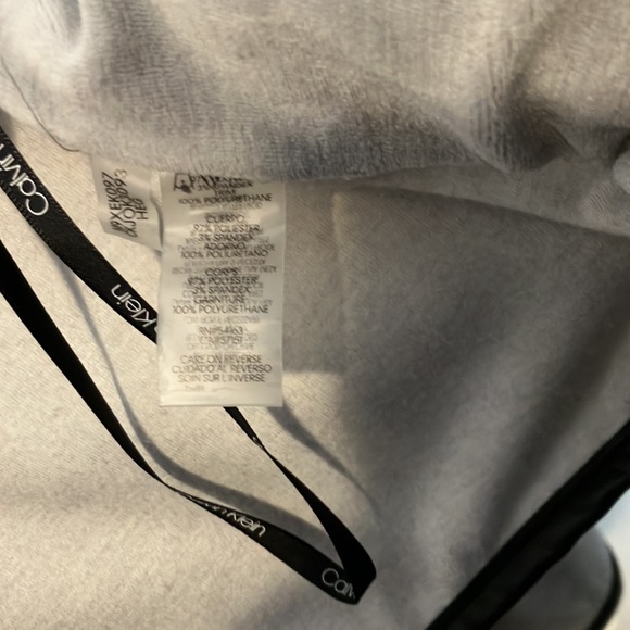 Calvin Klein Gray Velour Faux Leather Trim Cardigan - Picture 9 of 10